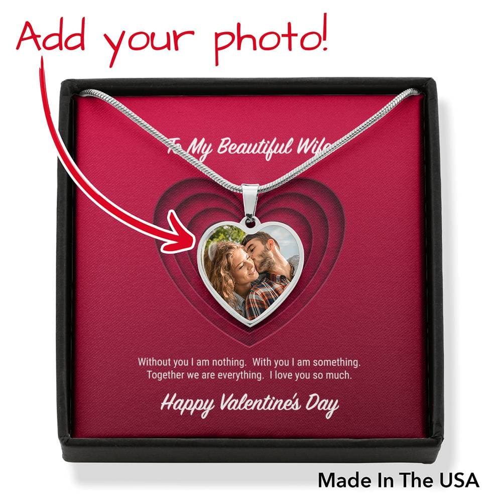 litzzy To My Beautiful Wife Valentine's Day Personalized Photo Heart Necklace - Gifts For Wife Necklace Valentines Day Custom Made Romantic Gift For My Best Wife Ever Jewelry Luxury Necklace (.316 Surgical Steel) No Silver