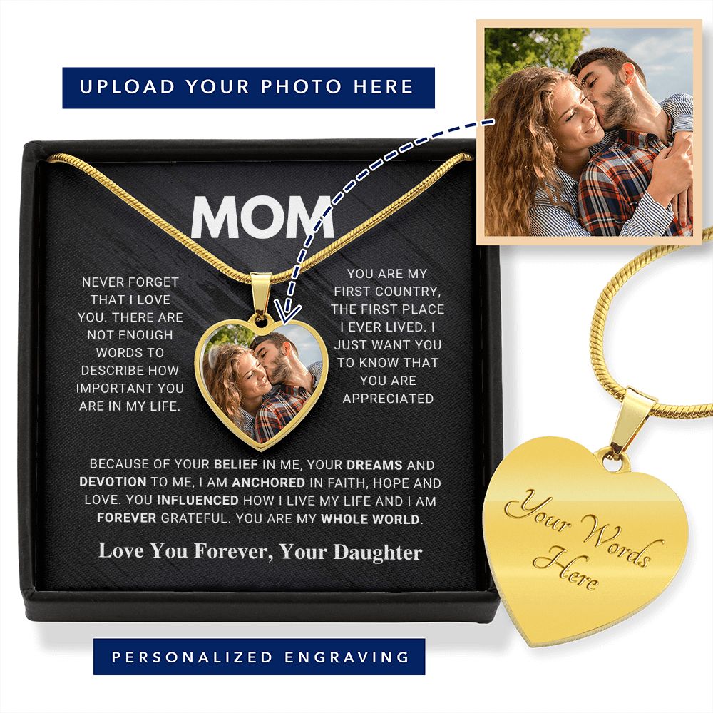 litzzy Mom - Whole World - Photo Heart Pendant Necklace Gift Jewelry   