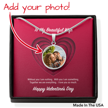 litzzy To My Beautiful Wife Valentine's Day Personalized Photo Circle Pendant Necklace - Gifts For Wife Necklace Valentines Day Custom Made Romantic Gift For My Best Wife Ever Jewelry Luxury Necklace (.316 Surgical Steel) No 