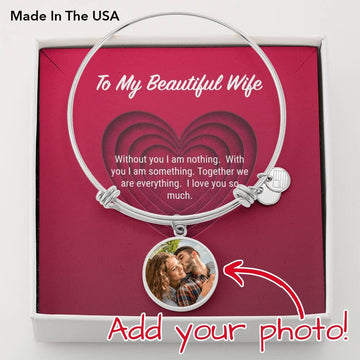 litzzy To My Beautiful Wife Personalized Photo Circle Bangle - Gifts For Wife Necklace Valentines Day Custom Made Romantic Gift For My Best Wife Ever  Silver Color Bangle No 