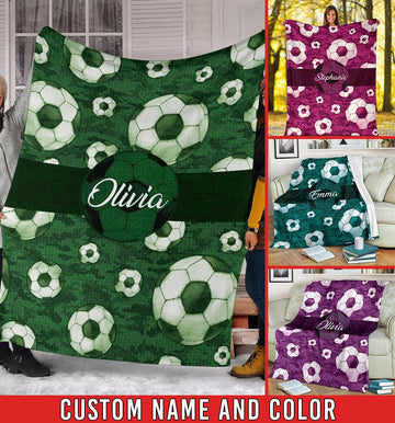 litzzy Personalized Soccer Pattern Texture Fleece Blanket - Nh1411202 Quilt Blanket CUSTOM COLOR 60 X 80 