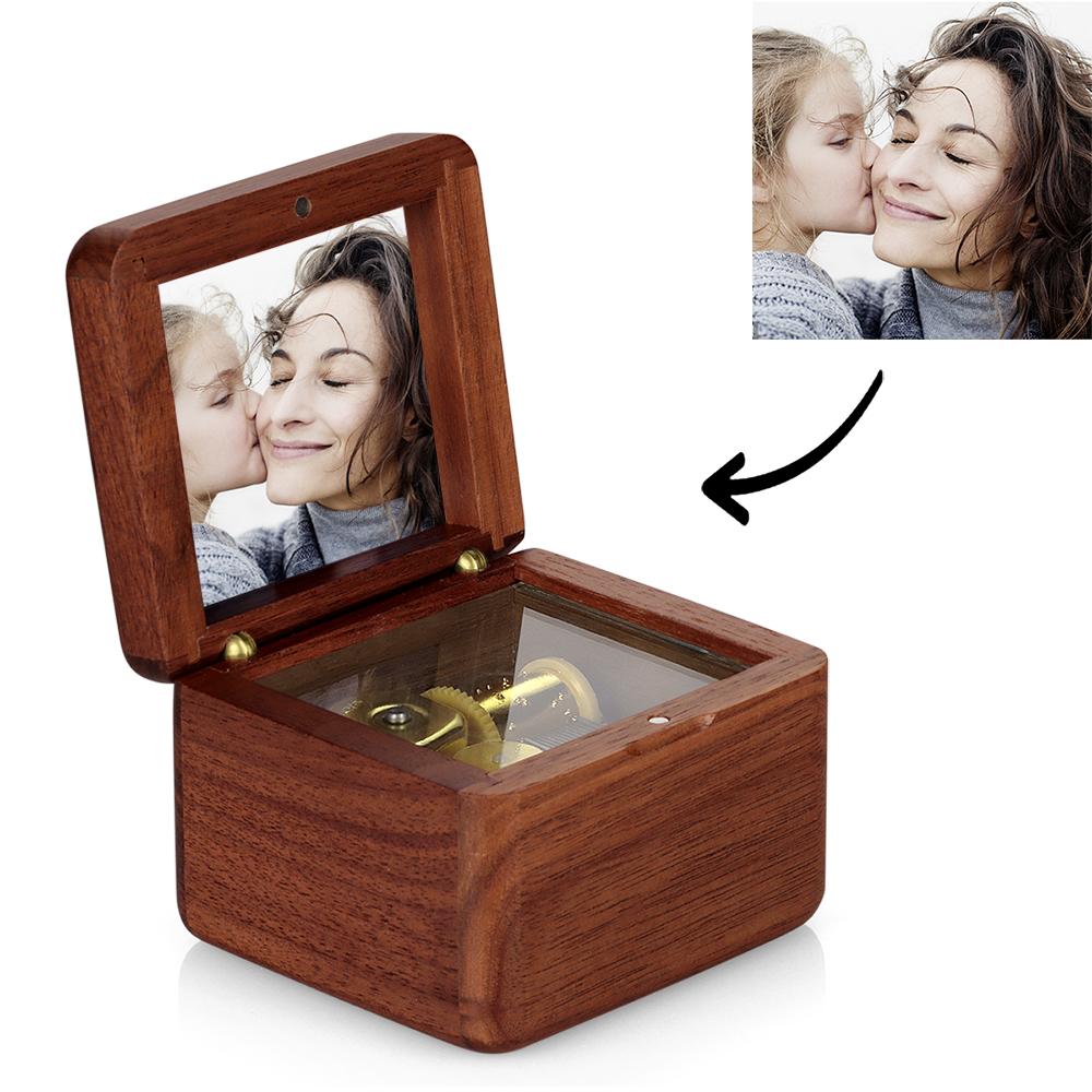 litzzy Personalized Wooden Vintage Photo Music Box Music Box Rosewood Canon 