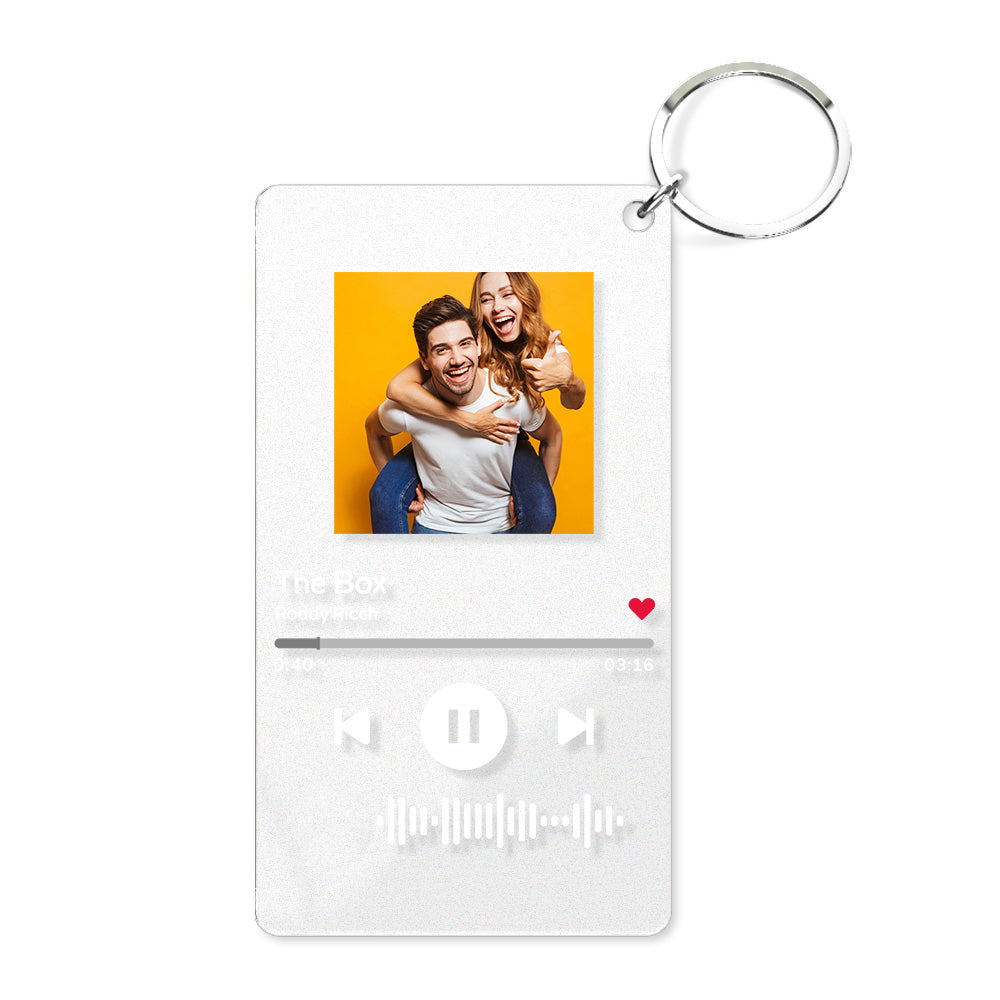 litzzy Scannable Code Music Song Plaque Keychains Custom Photo Acrylic Keychain Keychain White  