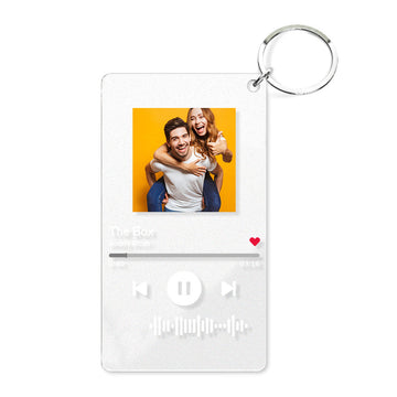 litzzy Scannable Code Music Song Plaque Keychains Custom Photo Acrylic Keychain Keychain White  