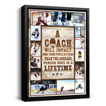 litzzy Ice Hockey Coach Thank You Gift, Hockey Coach Photo Collage Canvas Gift Canvas Wall Art   