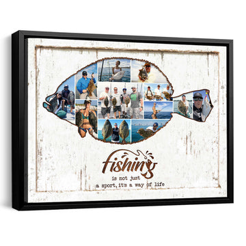 litzzy Flounder Fishing Photo Collage Canvas Gift For Fishing Lovers Canvas Wall Art   