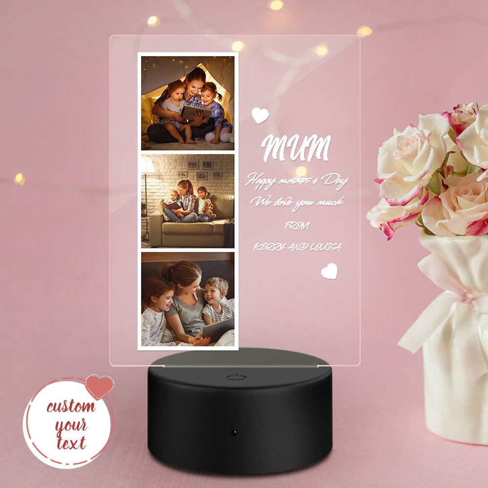 litzzy Personalized Photo and Name Acrylic Night Light Gift for Mum Acrylic Plaque Seven-Color Night Light  