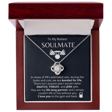 litzzy To My Badass Soulmate - Bonded for Life - Litzzy Love Knot Necklace Gift For Soulmate Jewelry Mahogany Style Luxury Box (w/LED)  