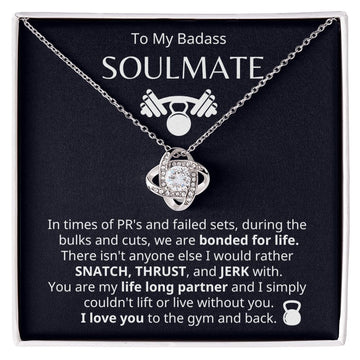 litzzy To My Badass Soulmate - Bonded for Life - Litzzy Love Knot Necklace Gift For Soulmate Jewelry Two Toned Box  