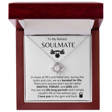 litzzy To My Badass Soulmate - There Isn't Anyone Else - Litzzy Love Knot Necklace Gift For Soulmate Jewelry 14K White Gold Finish Luxury Box 