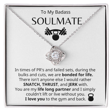 litzzy To My Badass Soulmate - There Isn't Anyone Else - Litzzy Love Knot Necklace Gift For Soulmate Jewelry 14K White Gold Finish Standard Box 