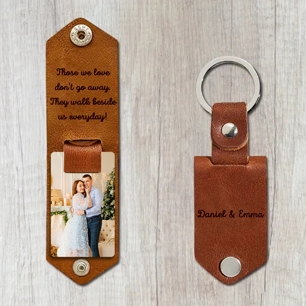 litzzy Personalized Engraved PU Leather Keychain Custom Metal Key Chain with Photo Keychain Brown Yes Quote8