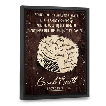 litzzy Personalized Ice Hockey Coach Gift Canvas, End Of Season Coach Gift, Best Gift For Ice Hockey Coaches Canvas Wall Art   