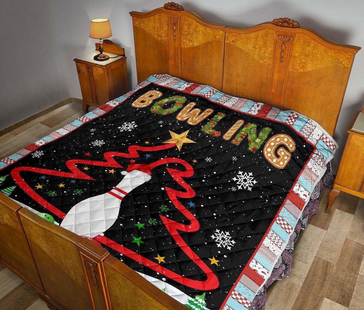 litzzy bowling christmas tree Fleece DHC281111379DD Quilt Blanket   