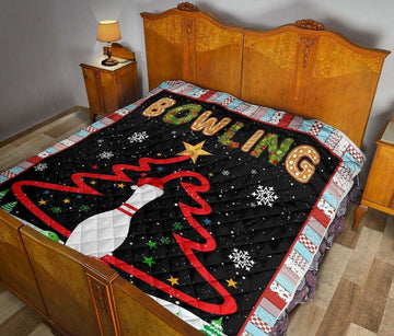 litzzy bowling christmas tree Fleece DHC281111379DD Quilt Blanket   
