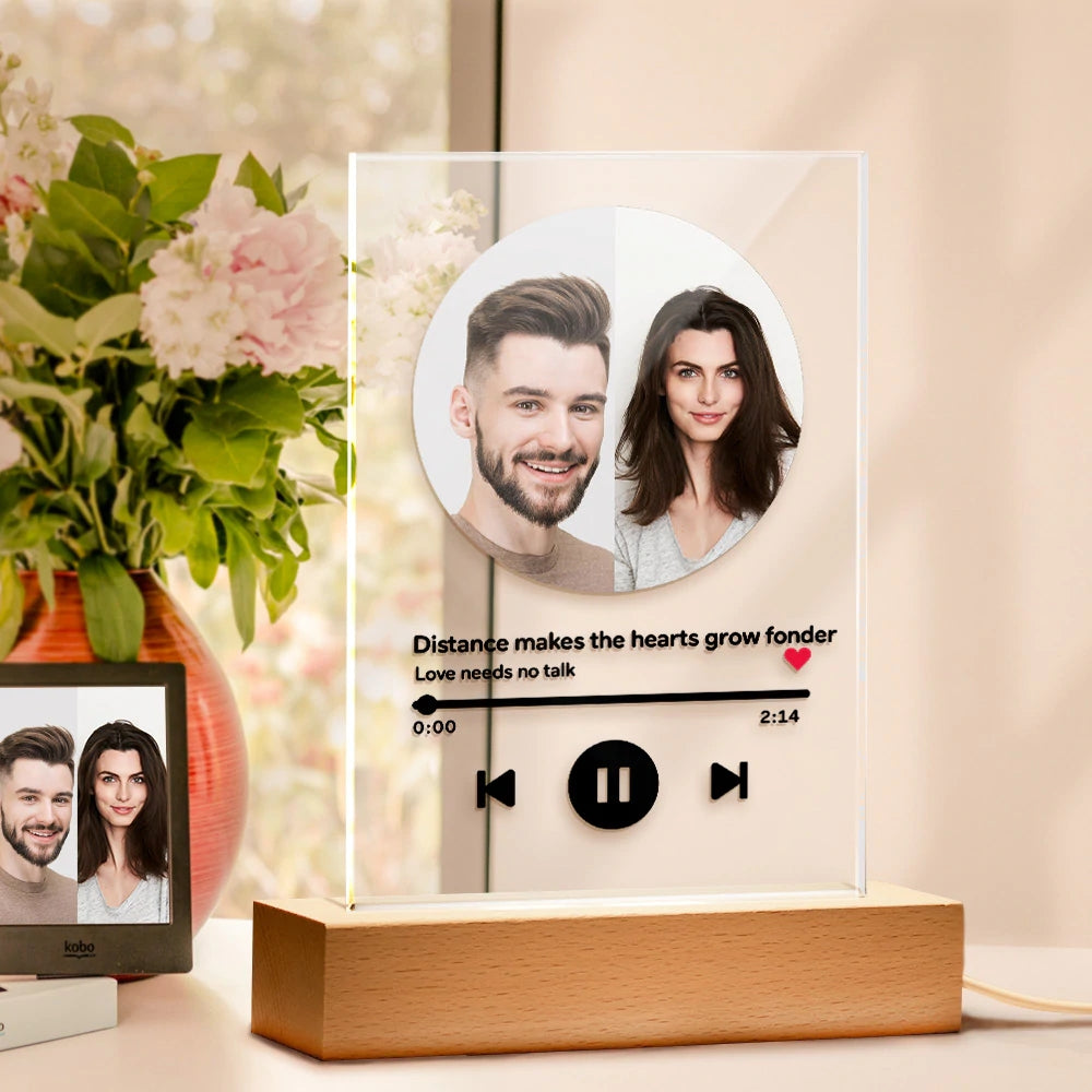 litzzy Personalized Song Acrylic Plaque Photo Night Light Couple Gifts Acrylic Plaque Black  