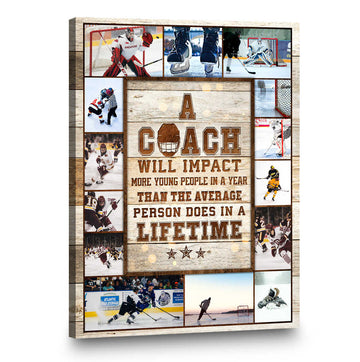 litzzy Ice Hockey Coach Thank You Gift, Hockey Coach Photo Collage Canvas Gift Canvas Wall Art   