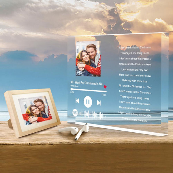 litzzy Personalized Scannable Music Code Acrylic Keychain/ Plaque/ Night Light Acrylic Plaque Thick Acrylic-White-7.9*5.9inch  