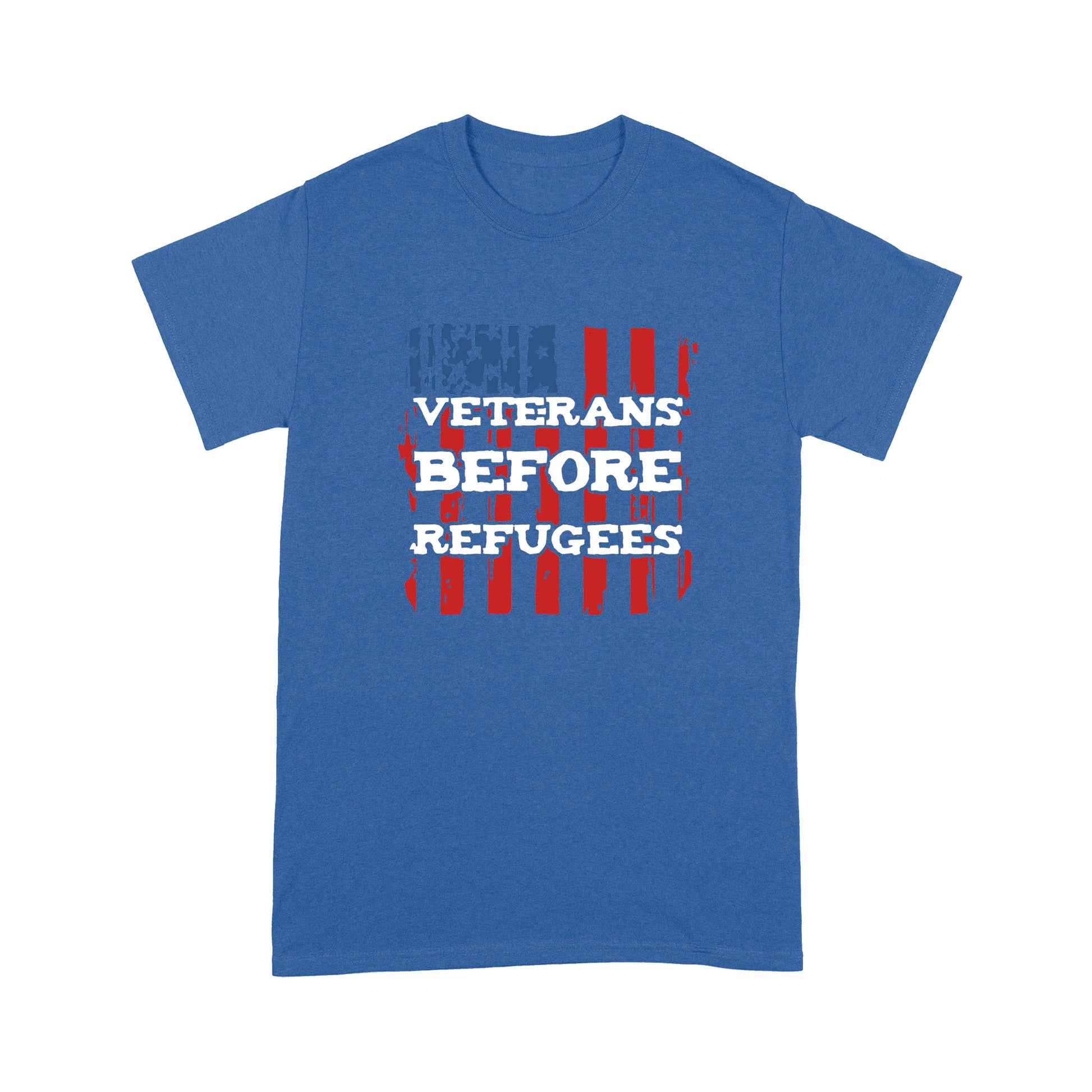 litzzy Veterans Before Refugees USA T-shirt | Made in US  S Royal 