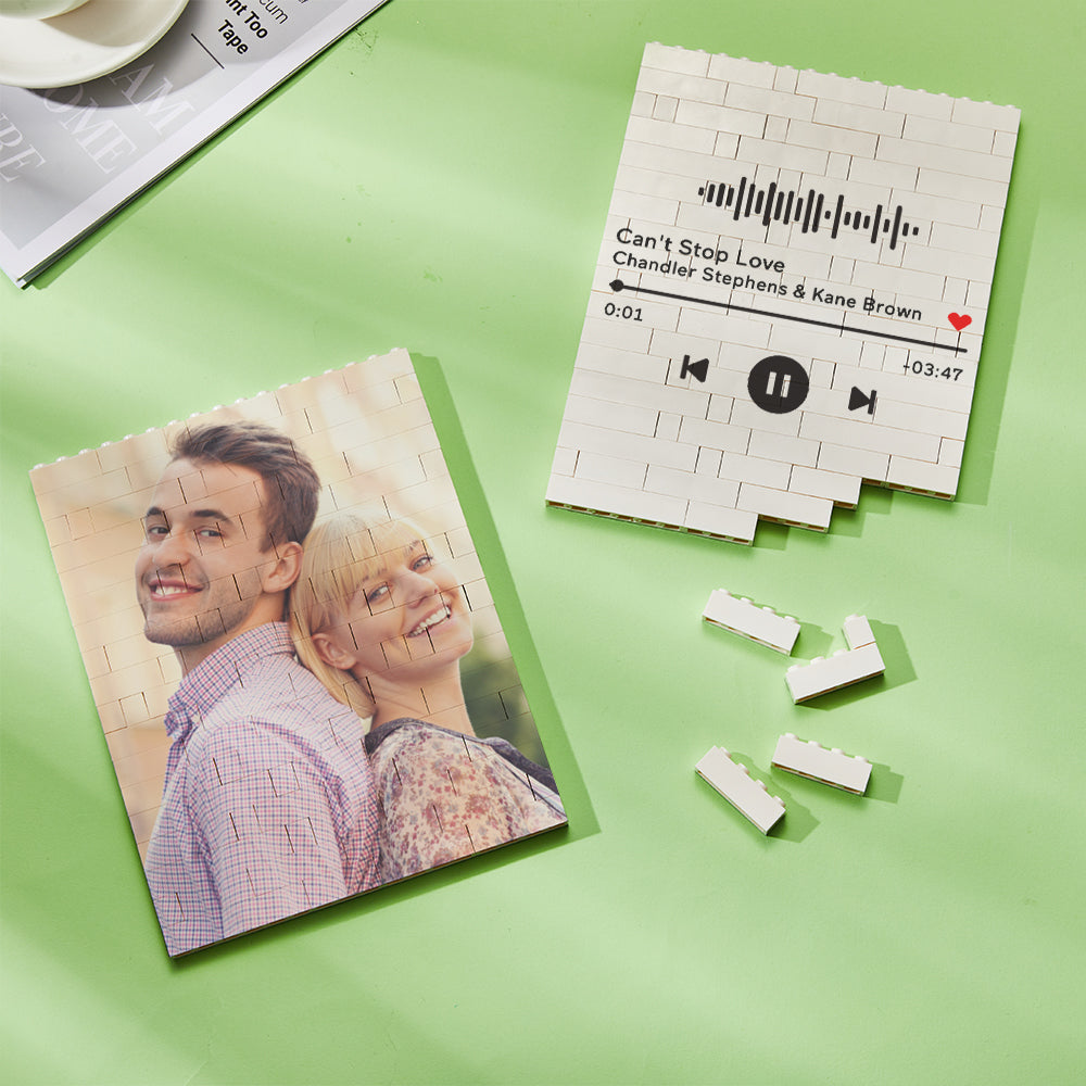 litzzy Personalised Building Brick Rectangle Scannable Code Photo Block Building Brick Photo Photo & Music Code 13.7*17.6cm=5.39*6.93in 