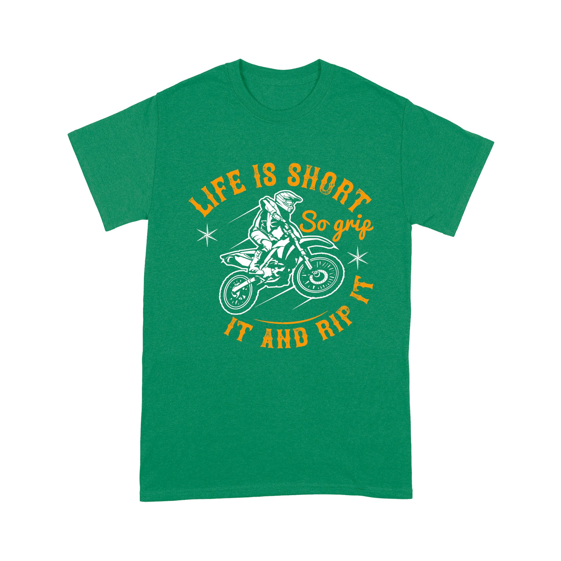 litzzy Life is short, so grip it and rip it- Motorcycle T-Shirt | Made in US T-Shirt S Kelly 