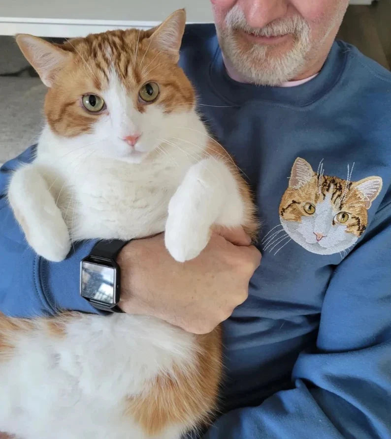 litzzy Personalized Pet Photo Embroidered Sweatshirt | Embroidered Custom Pet Portrait Sweatshirt, Hoodie, Tshirt For Pet Lover Embroidered Shirt   