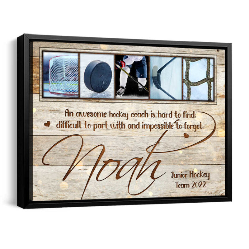 litzzy Ice Hockey Coach Gift, Thank You Coach Gift From Hockey Team, End Of Season Hockey Canvas Print Canvas Wall Art   