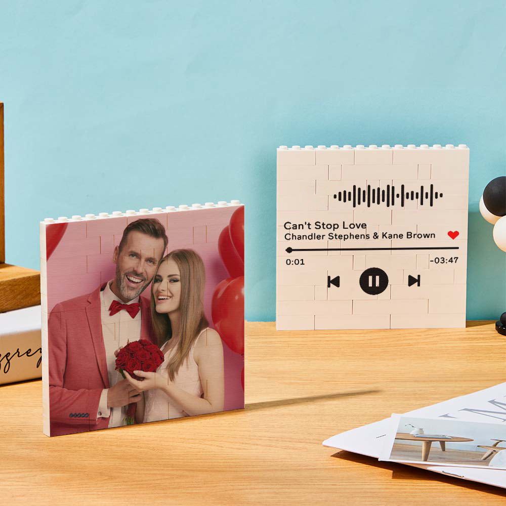 litzzy Custom Building Brick Personalized Square Block Puzzle Building Brick Photo Photo & Music Code 12*12cm=4.7*4.7inch 