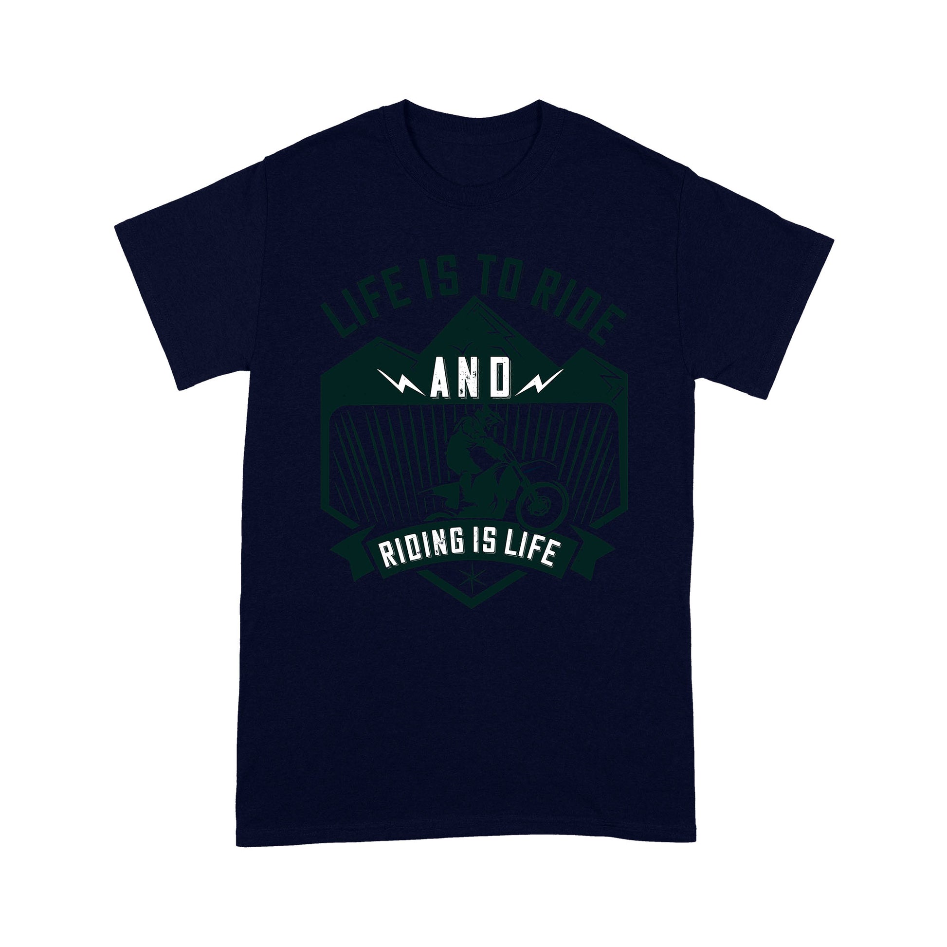 litzzy Life is to ride, and riding is life - Motorcycle T-Shirt | Made in US T-Shirt S Navy 
