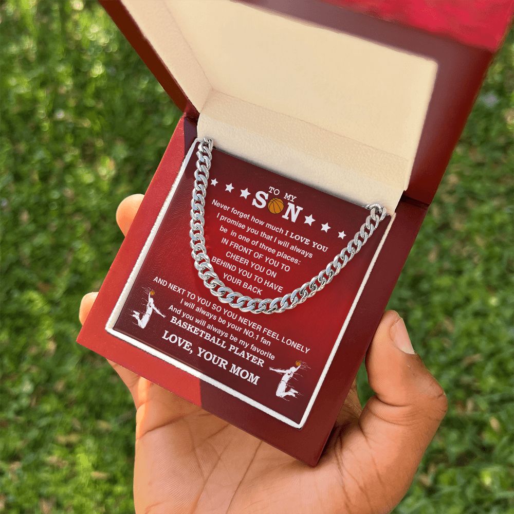 litzzy Cuban Link Necklace - My Basketball Son, Biggest Fan, From Mom - To My Son Gift Jewelry   
