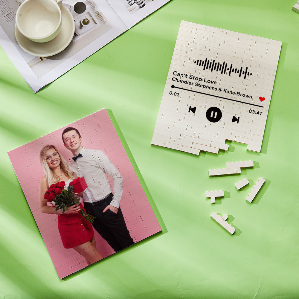 litzzy Personalised Building Brick Rectangle Scannable Code Photo Block Building Brick Photo Photo & Music Code 19.4*24.3cm=7.64*9.57in 