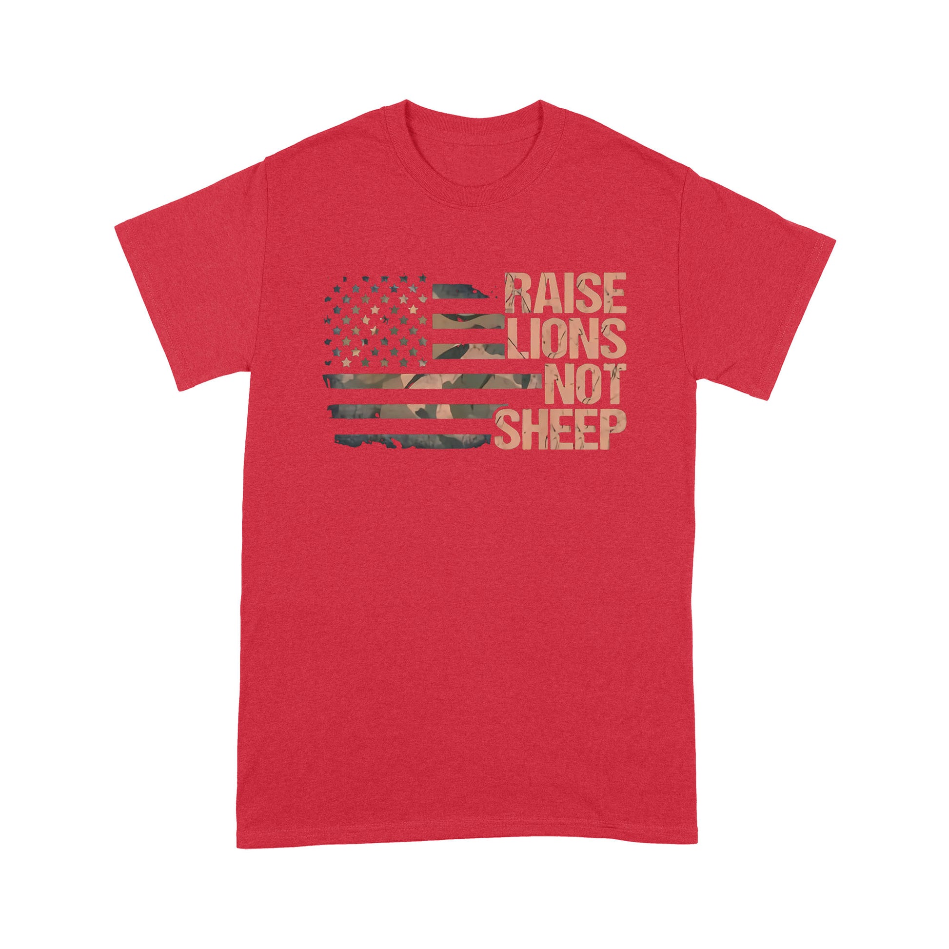 litzzy Raise Lions Not Sheep American Patriot Day T-shirt | Made in US  S Red 