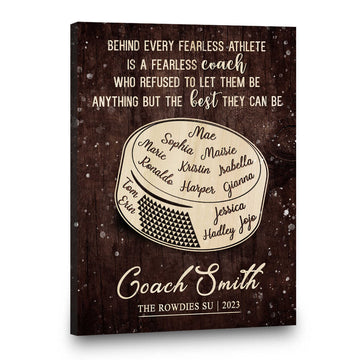 litzzy Personalized Ice Hockey Coach Gift Canvas, End Of Season Coach Gift, Best Gift For Ice Hockey Coaches Canvas Wall Art   