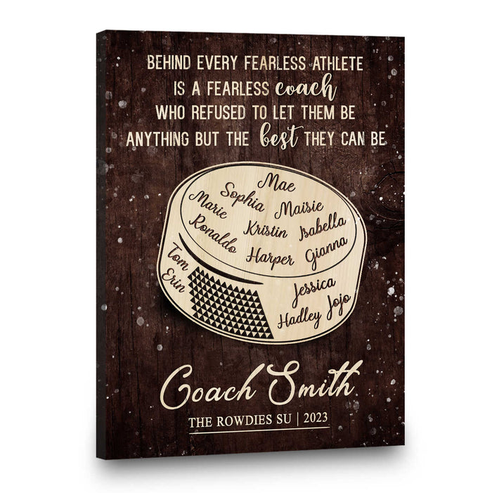 litzzy Personalized Ice Hockey Coach Gift Canvas, End Of Season Coach Gift, Best Gift For Ice Hockey Coaches Canvas Wall Art   