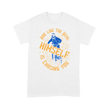 litzzy Ride like the Devil himself, is chasing you- Motorcycle T-Shirt | Made in US T-Shirt S White 
