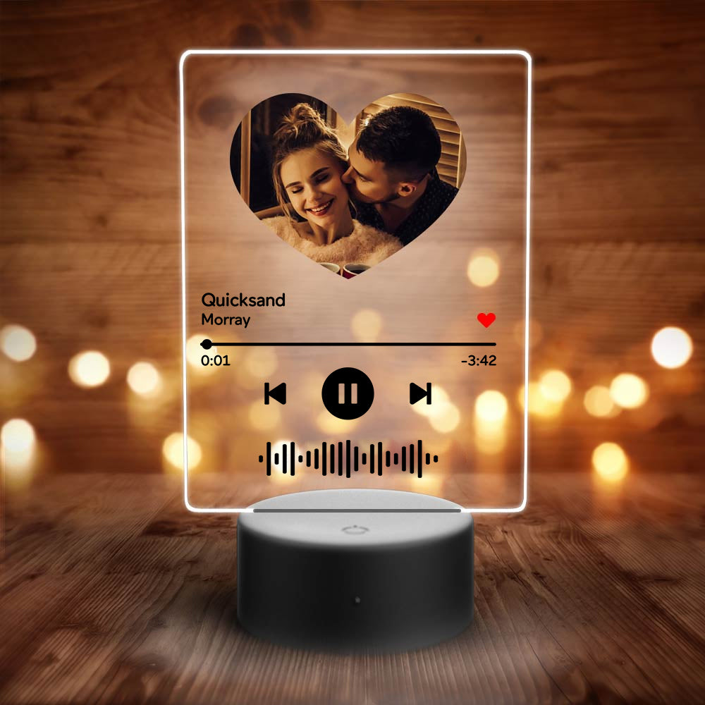 litzzy Personalized Scannable Music Code Acrylic Keychain/ Plaque/ Night Light Acrylic Plaque Night Light 7 Colors-Black-4.7*6.8inch  