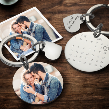 litzzy Personalized Engraved Photo Calendar Keychain For Anniversary Keychain Color printing Need photo Add text