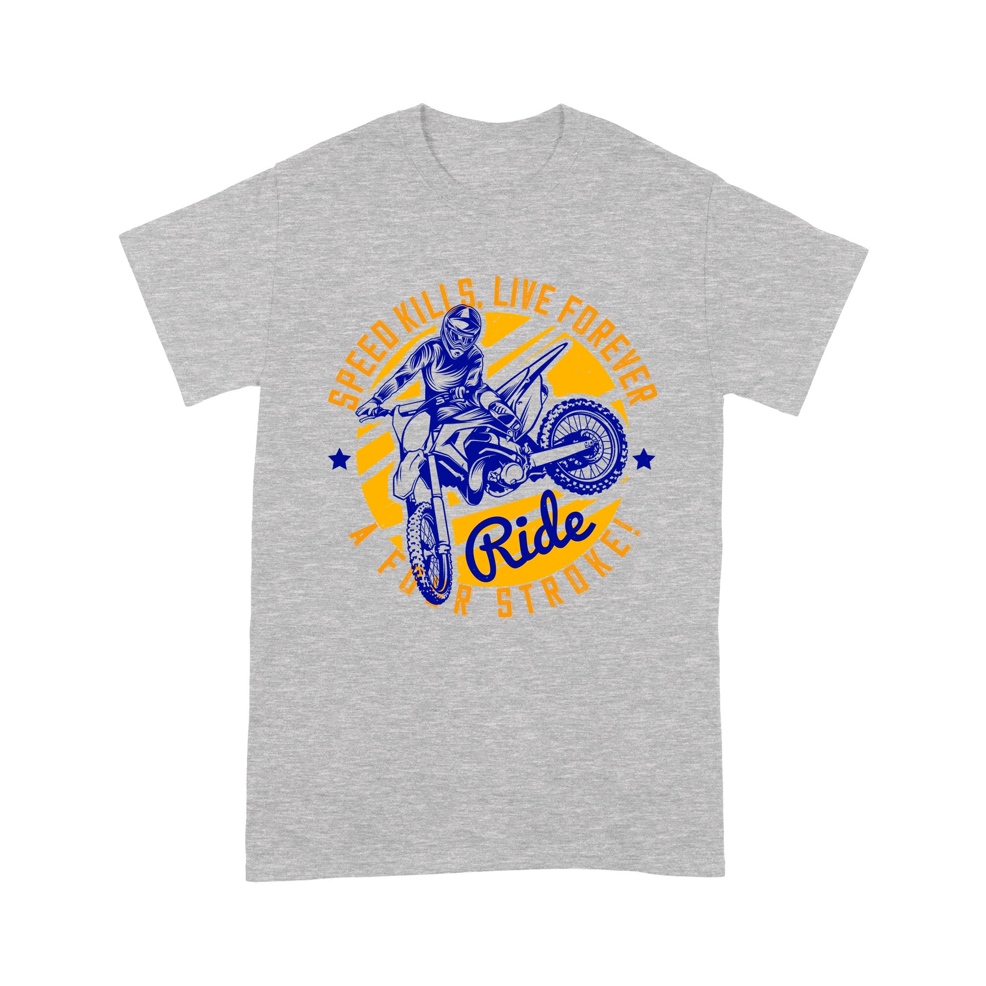 litzzy Speed kills, live forever ride a four stroke! - Motorcycle T-Shirt | Made in US T-Shirt S Heather Grey 