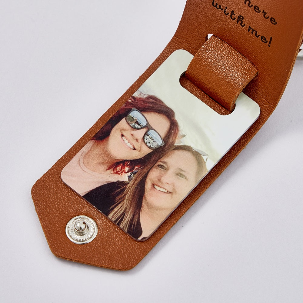 litzzy Personalized Engraved PU Leather Keychain Custom Metal Key Chain with Photo Keychain   