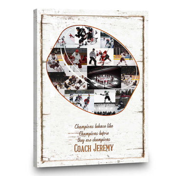 litzzy Hockey Coach Gift, Hockey Team Gift, Hockey Canvas Wall Art, Hockey Photo Collage, Hockey Gift Canvas Wall Art   