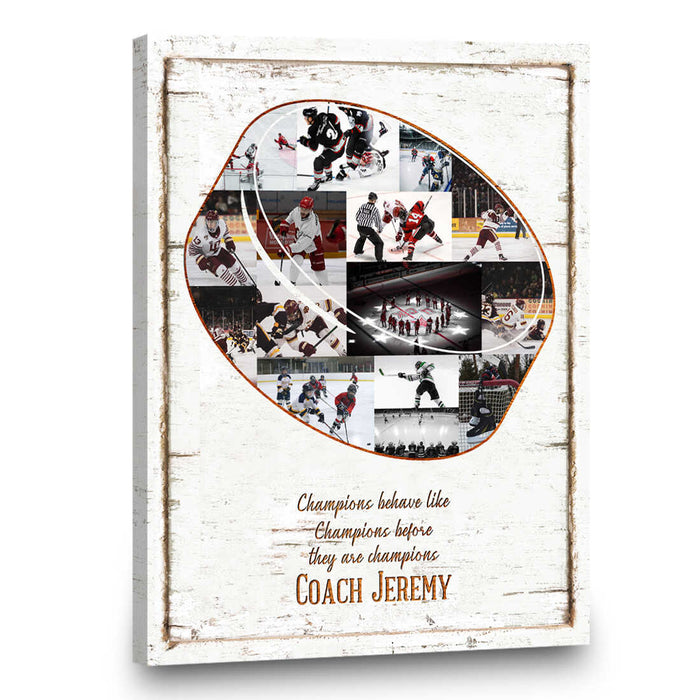 litzzy Hockey Coach Gift, Hockey Team Gift, Hockey Canvas Wall Art, Hockey Photo Collage, Hockey Gift Canvas Wall Art   