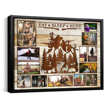 litzzy Deer Hunter Gift, Gift for Hunters, Hunting Photo Collage Canvas Wall Art Canvas Wall Art   