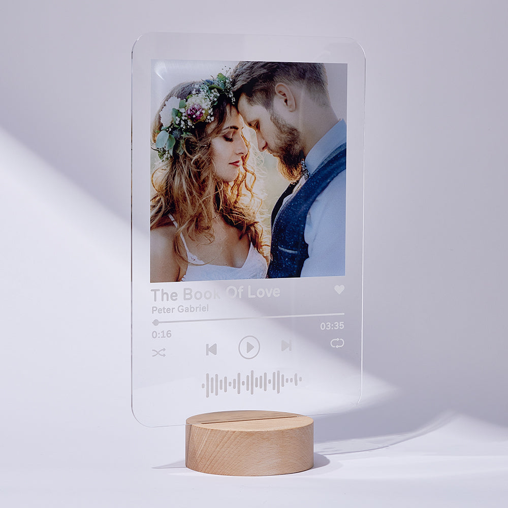 litzzy Custom Scannable Code Acrylic Music Plaque with Wooden Base - 3 Sizes Acrylic Plaque   