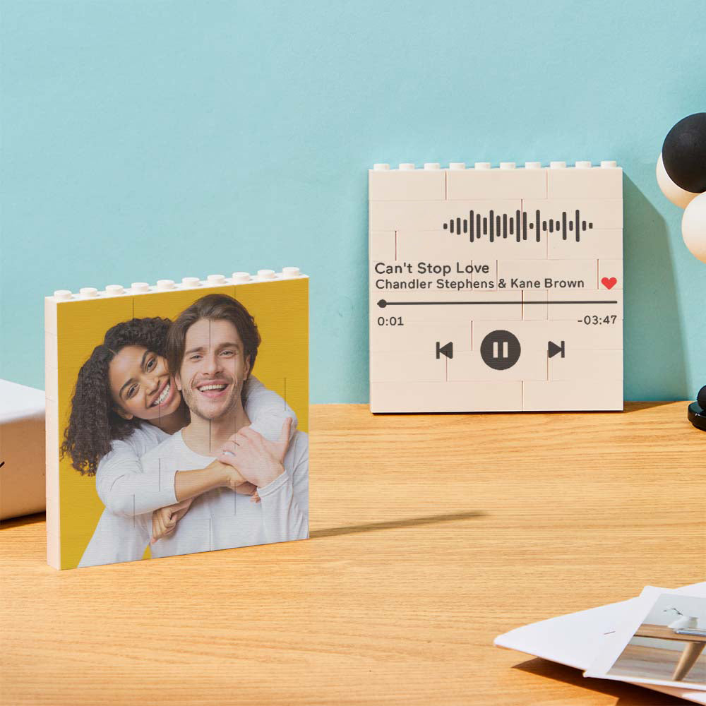 litzzy Custom Building Brick Personalized Square Block Puzzle Building Brick Photo Photo & Music Code 8*8cm=3.2*3.2inch 