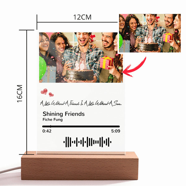 litzzy Personalized Photo Acrylic Scannable Code Song Plaque Night Light Acrylic Plaque   