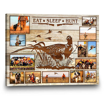 litzzy Pheasant Hunter Gift, Pheasant Hunting Canvas Photo Collage Gift Canvas Wall Art   