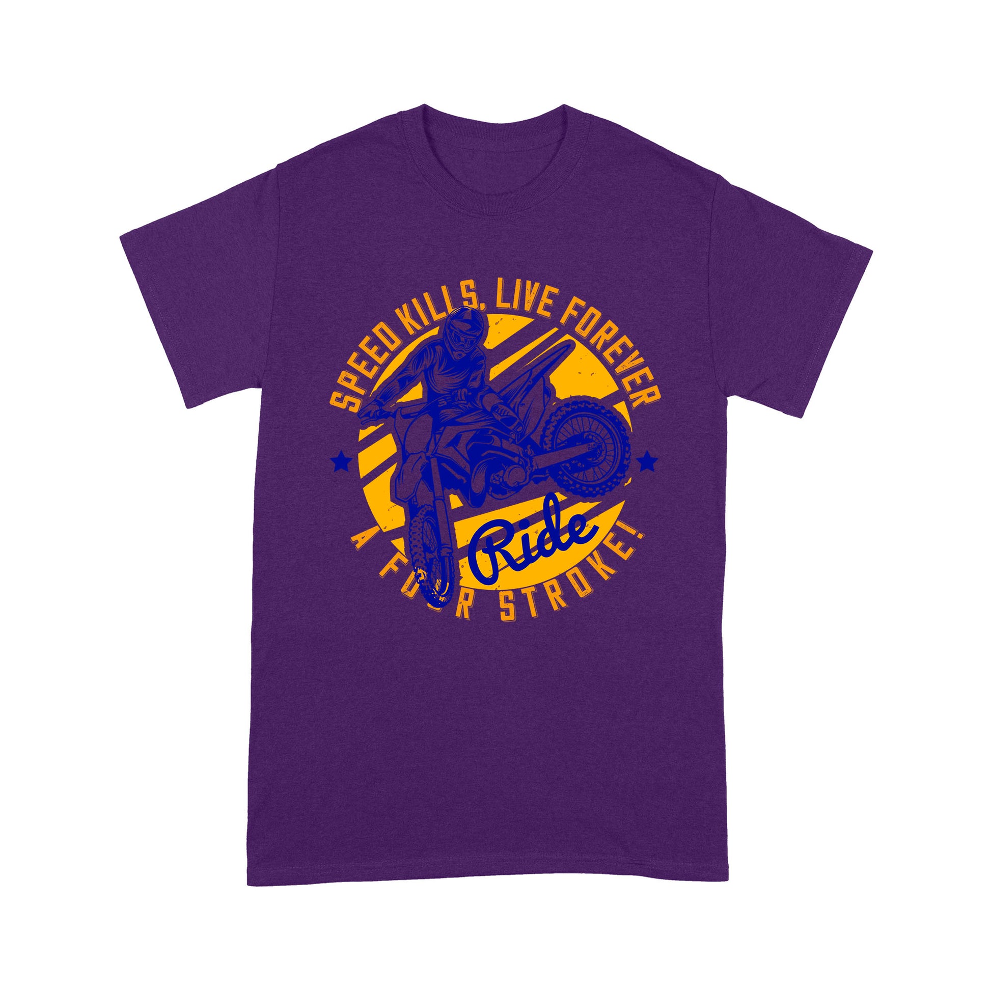 litzzy Speed kills, live forever ride a four stroke! - Motorcycle T-Shirt | Made in US T-Shirt S Purple 