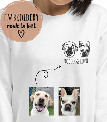 litzzy Custom Dog Embroidered, Dog Photo Embroidered Sweatshirt | Embroidered Custom Pet Portrait Sweatshirt, Hoodie, Tshirt For Pet Lover Embroidered Shirt   