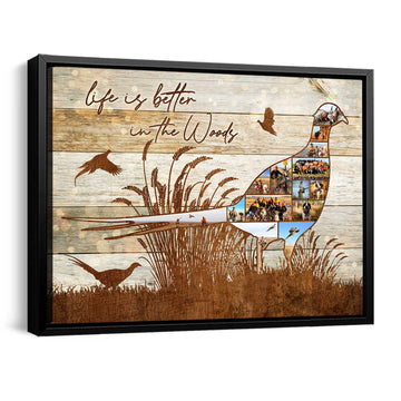 litzzy Pheasant Hunting Photo Collage Canvas Personalized Gift For Pheasant Hunter Canvas Wall Art Framed Canvas 11"x14" 