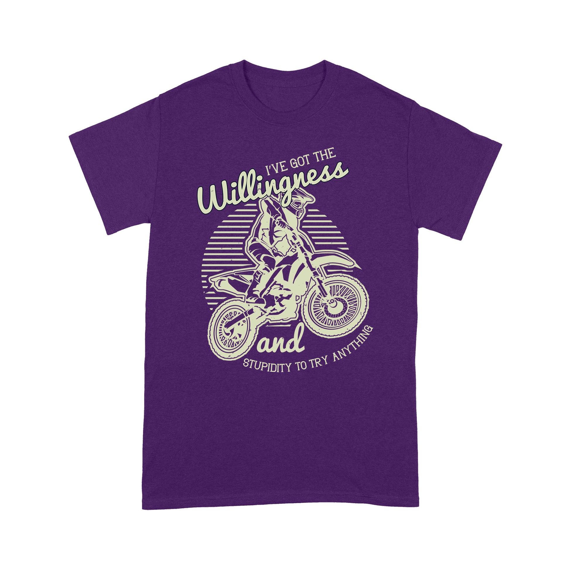 litzzy I've Got The Willingness And Stupidity To Try Anything - Motorcycle T-Shirt | Made in US T-Shirt S Purple 
